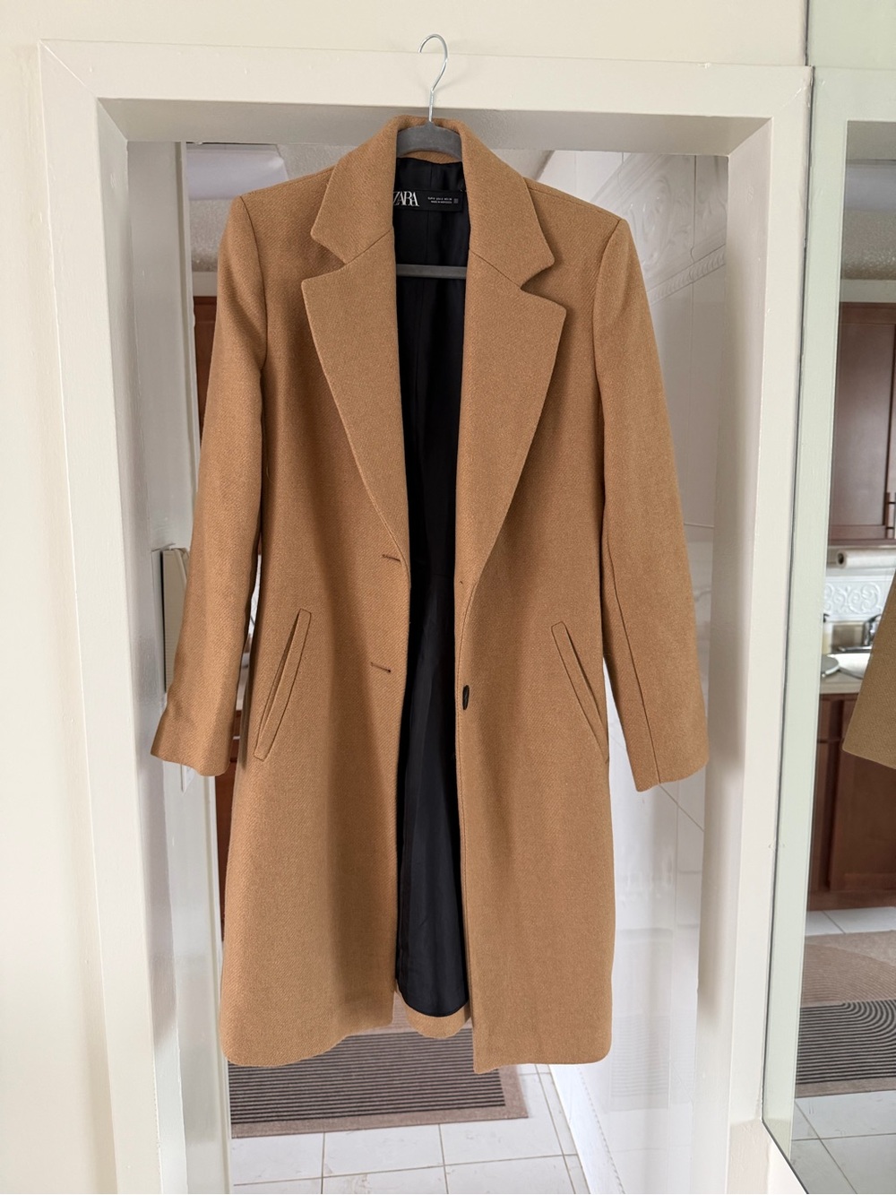 Zara Camel Single-Breasted Wool-Blend Coat